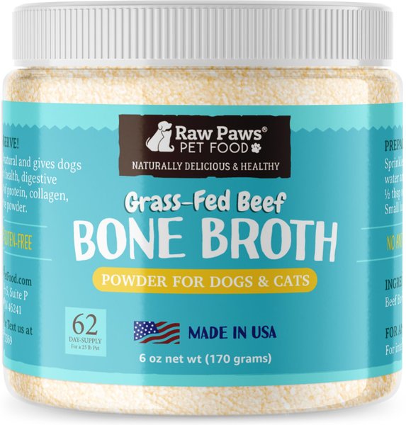 Raw Paws Grass-Fed Beef Bone Broth Powder Dog & Cat Food Topper, 6-oz jar slide 1 of 7