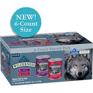 Blue Buffalo Wilderness Beef & Salmon Variety Pack Wet Dog Food, 12.5-oz can, case of 12