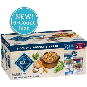 Blue Buffalo's Stew Chicken & Beef Variety Pack Wet Dog Food, 12.5-oz can, case of 12