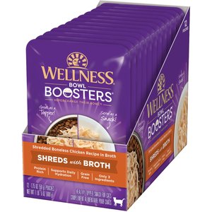 Wellness Bowl Boosters Shredded Chicken Wet Cat Topper, 1.75-oz pouch, case of 12