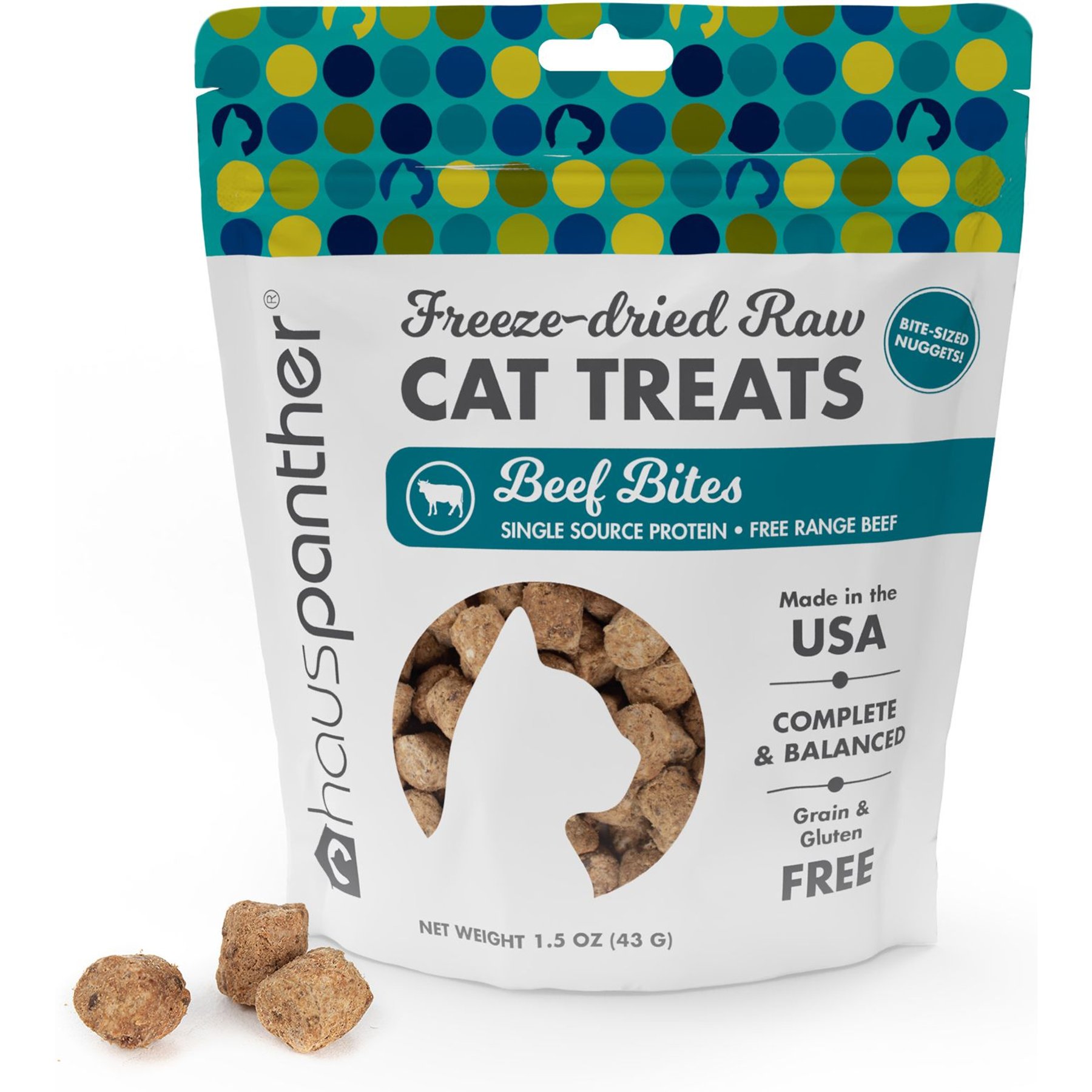 Hauspanther Elk & Venison Bites Nuggets Freeze-Dried Raw Cat Treats, 1.5-oz bag