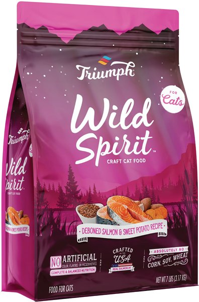 Triumph Wild Spirit Deboned Salmon & Sweet Potato Recipe Dry Cat Food, 7-lb bag slide 1 of 9