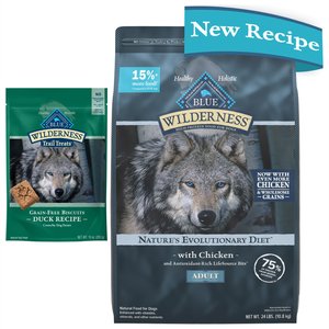 Blue Buffalo Wilderness Chicken Dry Food + Trail Treats Duck Biscuits Dog Treats