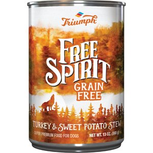 Triumph Free Spirit Grain-Free Turkey & Sweet Potato Stew Canned Dog Food, 13.2-oz, case of 12