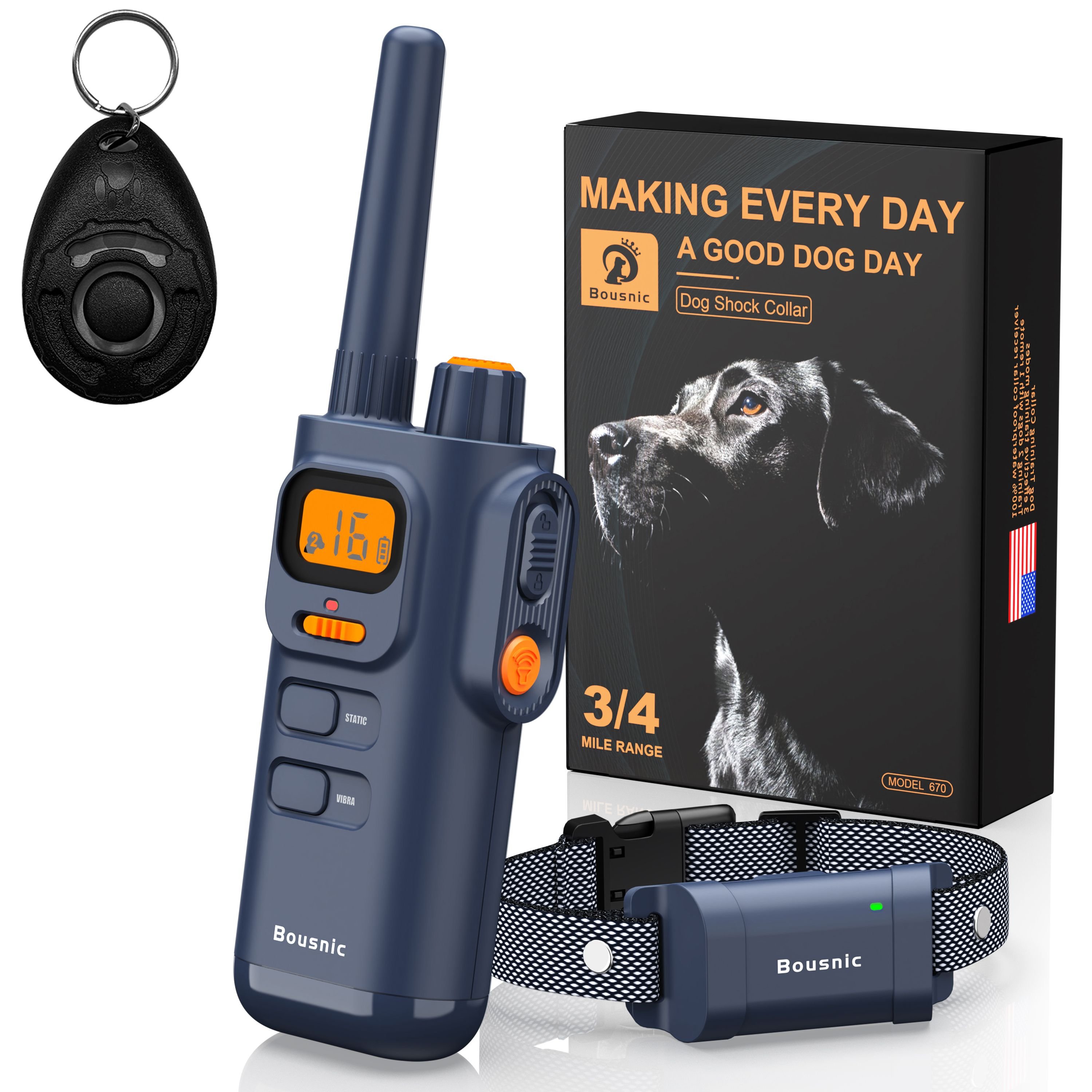 BOUSNIC 4000FT Extra Long Remote Range Waterproof Rechargeable