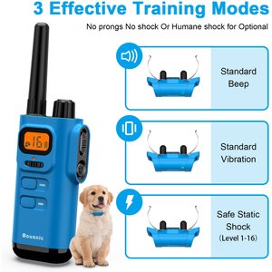 Bousnic 4000FT Extra Long Remote Range Waterproof Rechargeable Electronic Training Dog Collar, Bright Blue