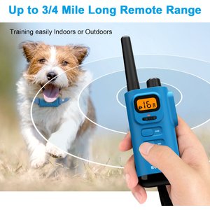 Bousnic 4000FT Extra Long Remote Range Waterproof Rechargeable Electronic Training Dog Collar, Bright Blue
