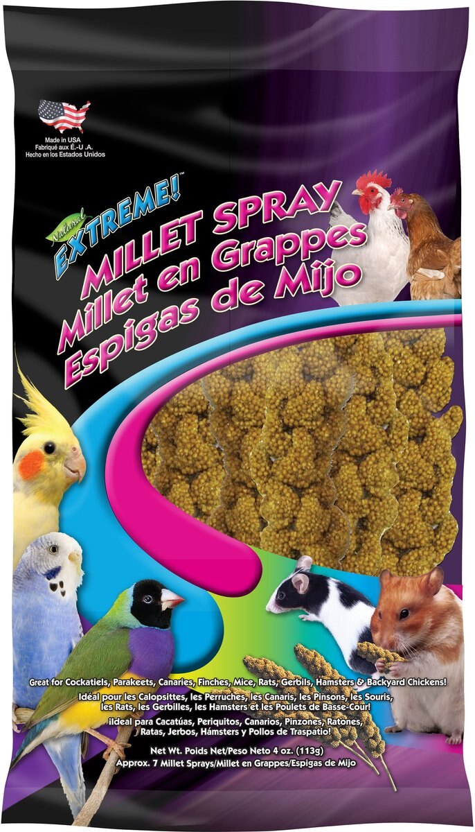 BROWN'S Extreme! Natural Spray Millet Bird Treat, 4oz bag, 7 count