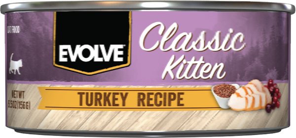 Evolve Classic Kitten Turkey Recipe Canned Cat Food, 5.5-oz, case of 24 slide 1 of 9