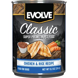 Evolve Classic Chicken & Rice Recipe Canned Dog Food, 13.2-oz, case of 12