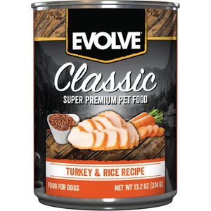 Evolve Classic Turkey & Rice Recipe Canned Dog Food, 13.2-oz, case of 12