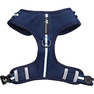 Lil Monster Pets Neoprene Adjustable Dog Harness, Navy Stripe, X-Small