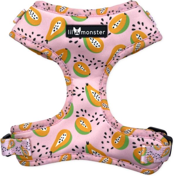 Lil Monster Pets Neoprene Adjustable Dog Harness, Pink Pupaya, Medium slide 1 of 2