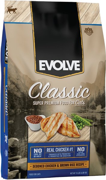 Evolve Classic Deboned Chicken & Brown Rice Recipe Dry Cat Food, 15-lb bag slide 1 of 9