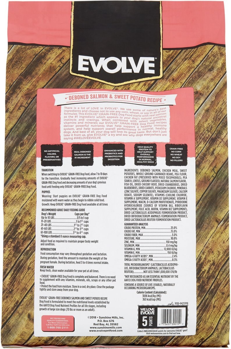 EVOLVE Deboned GrainFree Salmon & Sweet Potato Recipe Dry Dog Food, 12
