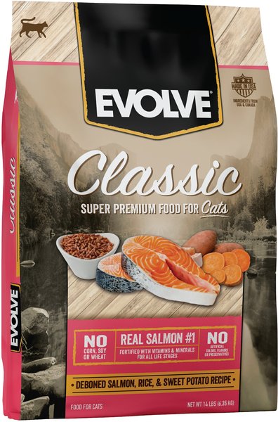 Evolve Classic Deboned Salmon, Rice & Sweet Potato Formula Dry Cat Food, 14-lb bag slide 1 of 8