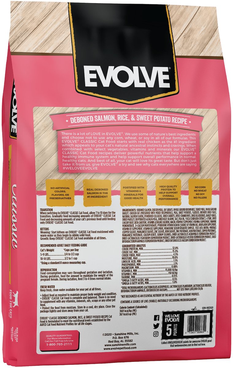 Evolve dry cat sales food