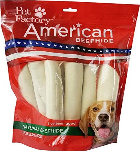 Pet Factory American Beefhide 8 to 9-inch Rolls Natural Flavored Chewy Dog Treats, 8 count slide 1 of 4