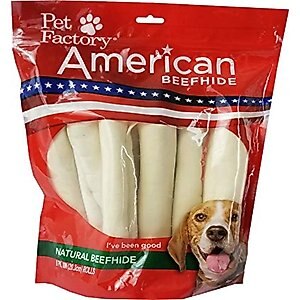 Pet Factory American Beefhide 8 to 9-inch Rolls Natural Flavored Chewy Dog Treats, 8 count