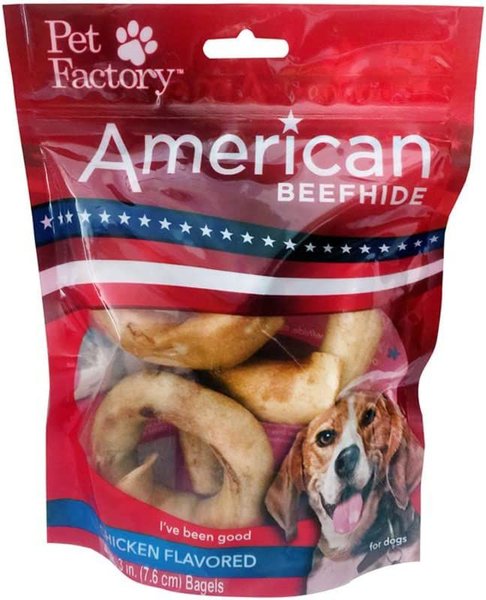 Pet Factory American Beefhide 3 to 3.5-inch Pretzels Chicken Flavored Chewy Dog Treats, 4 count