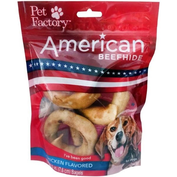 PET FACTORY American Beefhide 3inch Bagels Chicken Flavored Chewy Dog