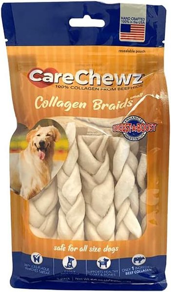 PET FACTORY CareChewz Collagen 6 to 7-inch Skinny Braided Sticks Natural  Flavored Chewy Dog Treats, 5 count 