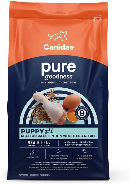 CANIDAE Grain-Free PURE Puppy Limited Ingredient Chicken, Lentil & Whole Egg Recipe Dry Dog Food, 4-lb bag slide 1 of 9