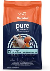 CANIDAE Grain-Free PURE Puppy Limited Ingredient Chicken, Lentil & Whole Egg Recipe Dry Dog Food, 12-lb bag