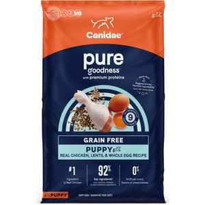 CANIDAE Grain-Free PURE Puppy Limited Ingredient Chicken, Lentil & Whole Egg Recipe Dry Dog Food, 24-lb bag