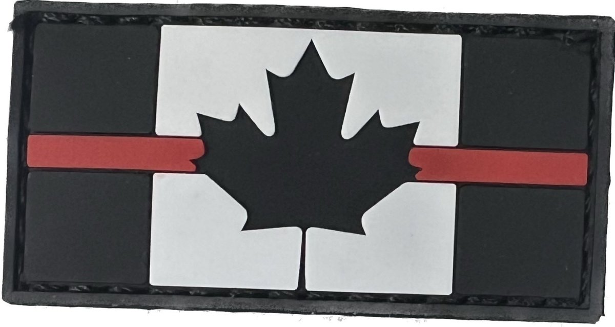 BOSS DOG Tactical Dog Collar Canada Flag Rubber Velcro Patch, Black & Red