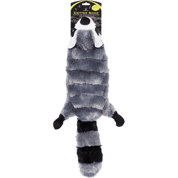 Hyper Pet Real Skinz Plush Dog Toy - Raccoon With Squeaker, Stuffless, Mixed Textures