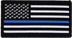 Boss Dog Usa Thin Blue Line Flag Nylon Velcro Dog Harness Patch, Black & Blue, Small