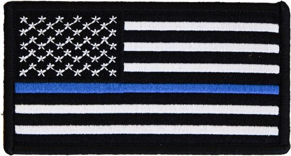 Boss Dog Usa Thin Blue Line Flag Nylon Velcro Dog Harness Patch, Black & Blue