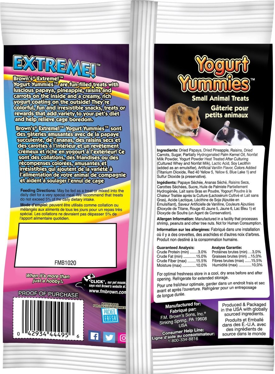 BROWN'S Extreme! Yogurt Yummies Small Pet Treat, 2.75oz bag