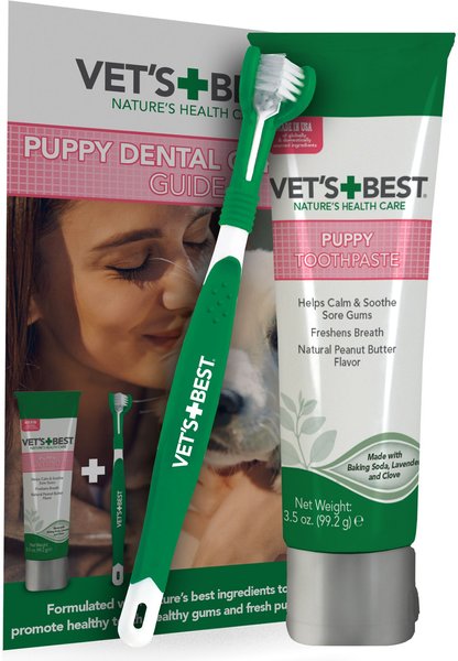 VET'S BEST Toothbrush & Toothpaste Dental Kit, 3.5-oz tube, Puppy ...