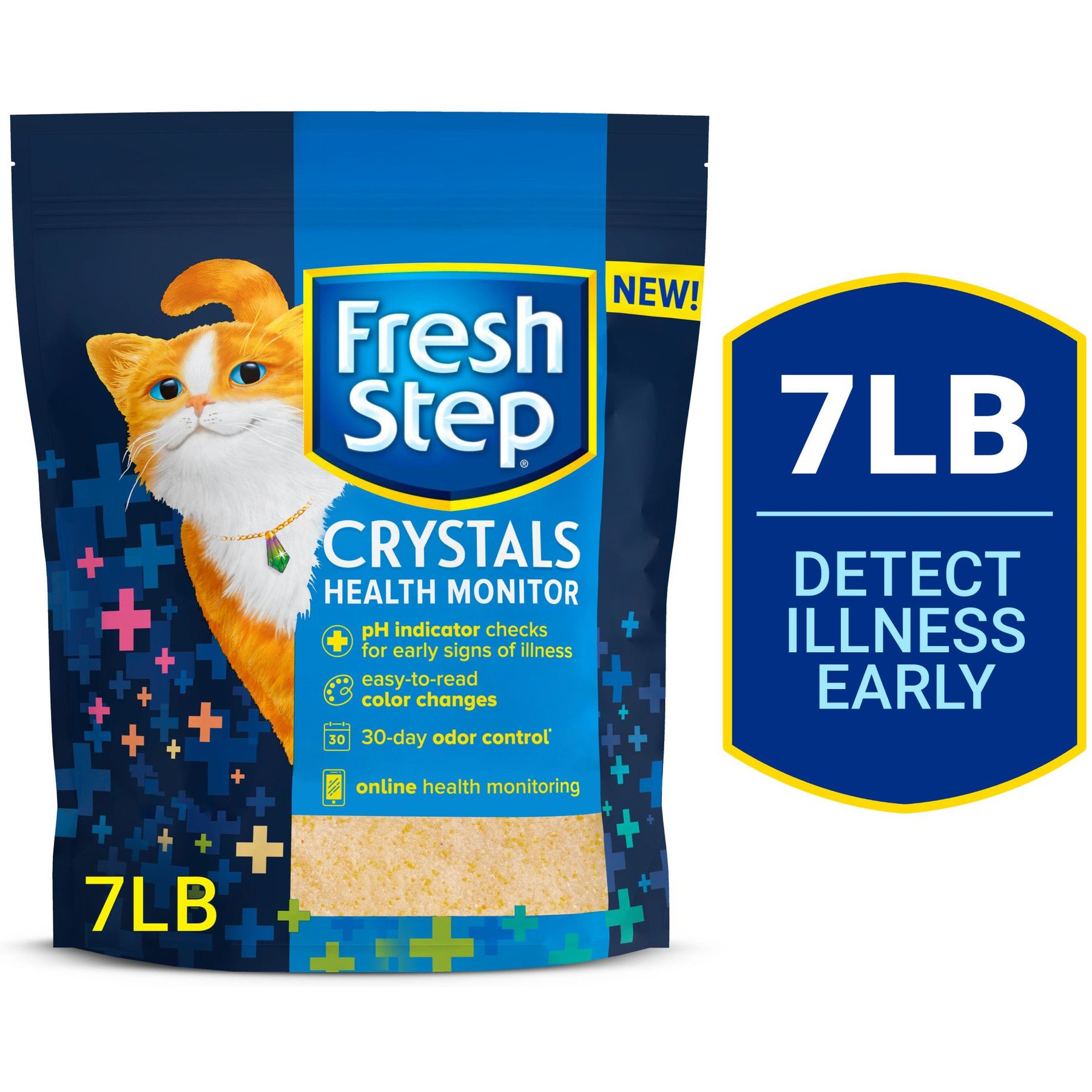 FRESH STEP Crystals Health Monitor Unscented Cat Litter 7 lb bag bundle of 3 Chewy