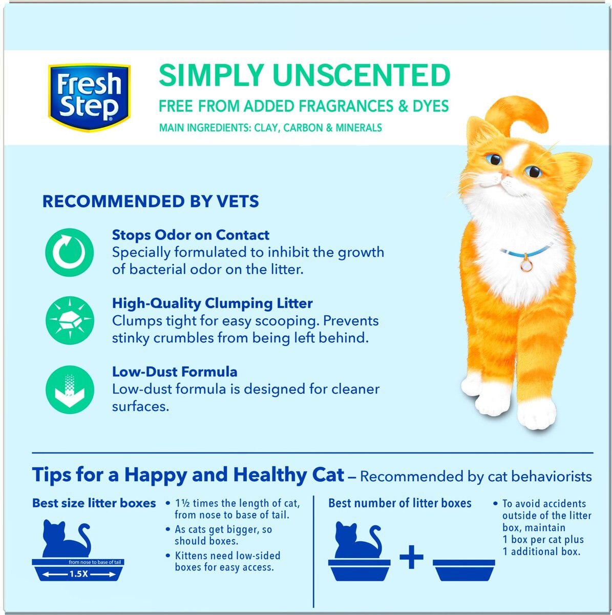 FRESH STEP Simply Unscented Clumping Clay Cat Litter, 14lb box