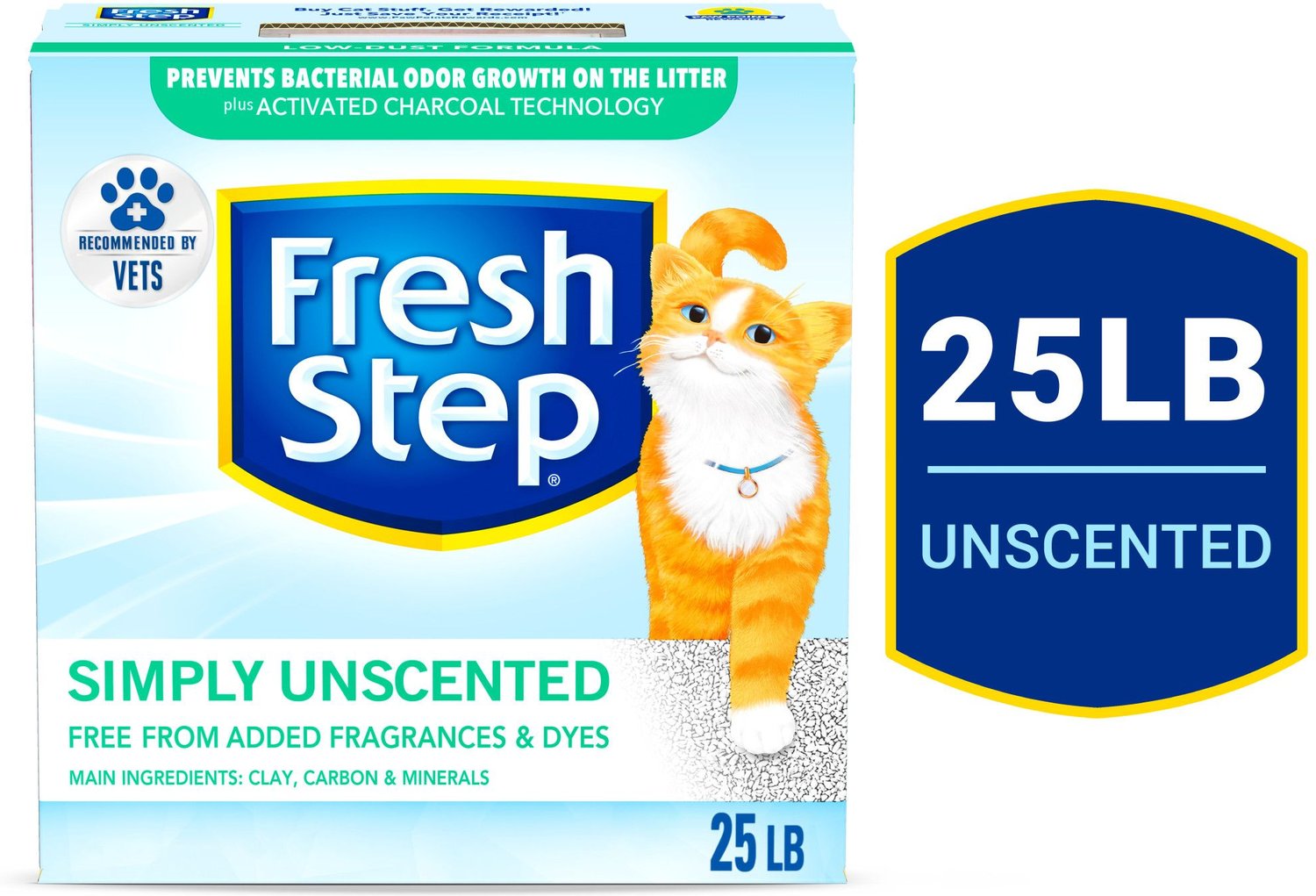 FRESH STEP Simply Unscented Clumping Clay Cat Litter, 25lb box