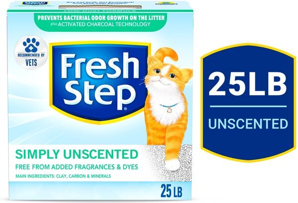 FRESH STEP Simply Unscented Clumping Clay Cat Litter, 25lb box