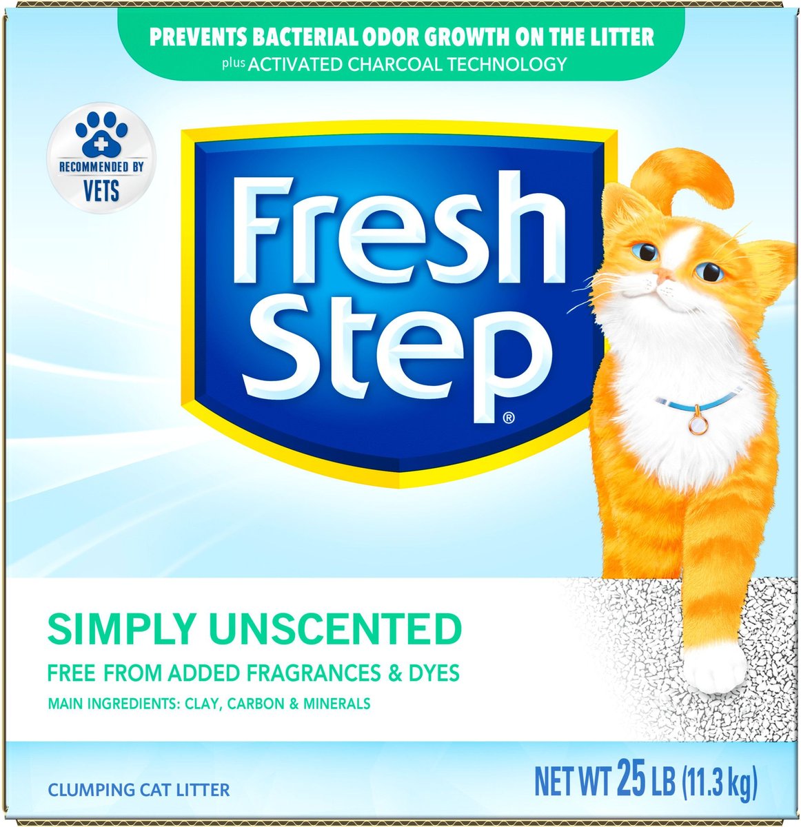 FRESH STEP Simply Unscented Clumping Clay Cat Litter, 25lb box