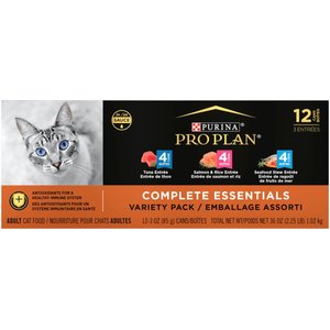Purina Pro Plan Seafood Favorites Variety Pack Canned Cat Food, 3-oz, case of 24