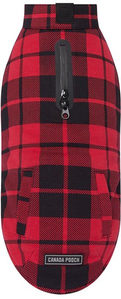 CANADA POOCH Thermal Tech Fleece Dog Sweater, Red Plaid, 22 