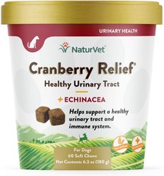 NaturVet Cranberry Relief Plus Echinacea Soft Chews Urinary Supplement for Dogs, 60 count