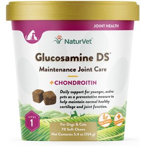 NaturVet Maintenance Care Glucosamine DS Soft Chews Joint Supplement for Dogs & Cats, 70 count