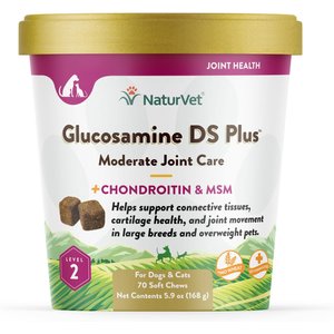 NaturVet Moderate Care Glucosamine DS Plus Soft Chews Joint Supplement for Dogs, 70 count