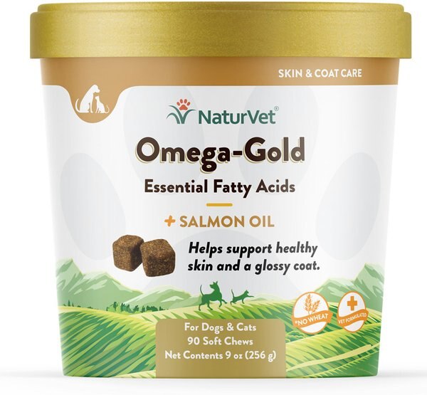 NaturVet Omega-Gold Plus Salmon Oil Soft Chews Skin & Coat Supplement for Dogs, 90 count slide 1 of 5