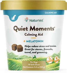 NaturVet Quiet Moments Soft Chews Calming Supplement for Dogs, 70 count