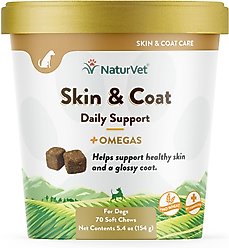 NaturVet Skin & Coat Plus Breath Aid Soft Chews Skin & Coat Supplement for Dogs, 70 count
