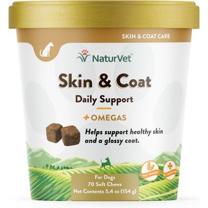 NaturVet Skin & Coat Plus Breath Aid Soft Chews Skin & Coat Supplement for Dogs, 70 count