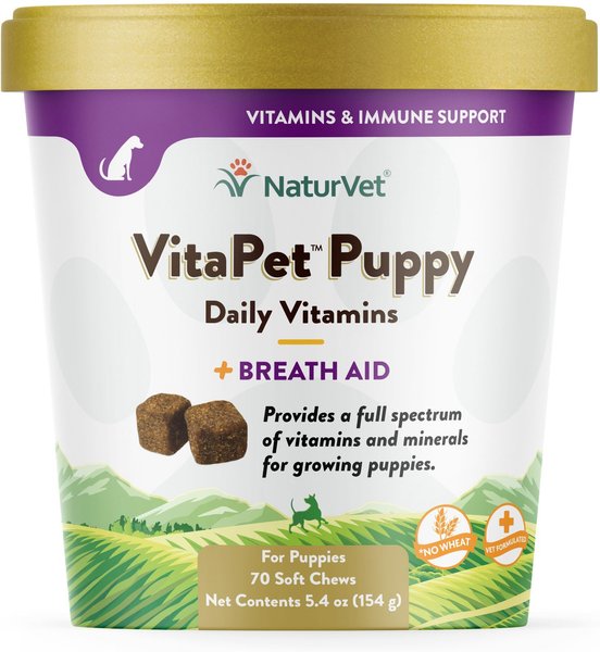 NaturVet VitaPet Puppy Plus Breath Aid Soft Chews Multivitamin for Dogs, 70 count slide 1 of 7